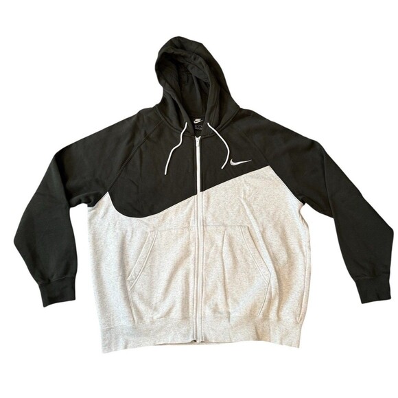 Nike Hoodie Men Sz XXL Colorblock Green Gray Full Zip Casual Logo Swoosh Gym - Picture 1 of 6